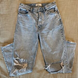 Abercrombie & Fitch Light Blue High Rise Straight Leg Jeans
